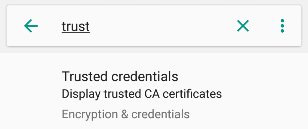 trusted credentials android
